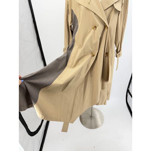 FRAY I.D Double Breasted Trench Coat Oversized Mix Pattern Japanese Minimalism S - Picture 8 of 16